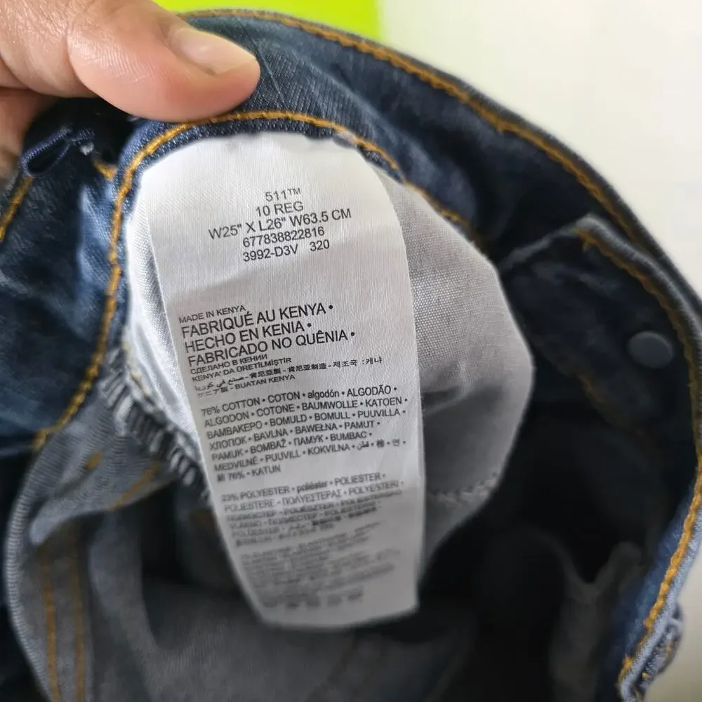 Levi’s 511 Big Boys Slim Fit Jeans Size 10 Regular Dark Wash
